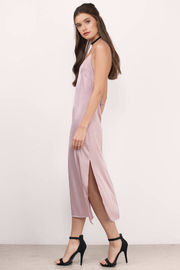 Sexy Satin Summer Midi Dress Women with Slit