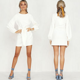 Women Apparel Summer White Puff Sleeve Mini Dress