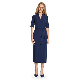 Women Office Clothes Navy Blue Elegant Dress Maxi Dress