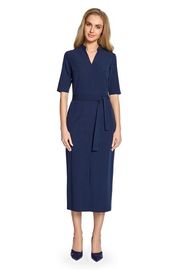 Women Office Clothes Navy Blue Elegant Dress Maxi Dress