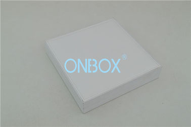 Women Necklace Elegant White Paper Jewelry Packaging Boxes Stitching White Leatherette Top