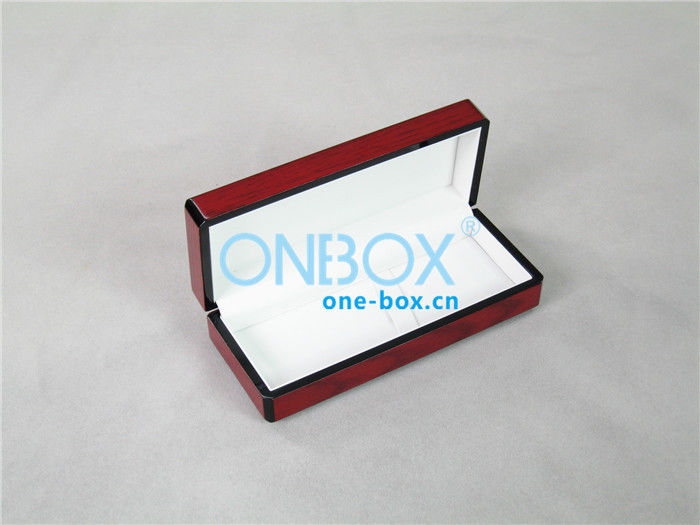 Red Luxury wooden pen packaging box with clear wood grain veneer